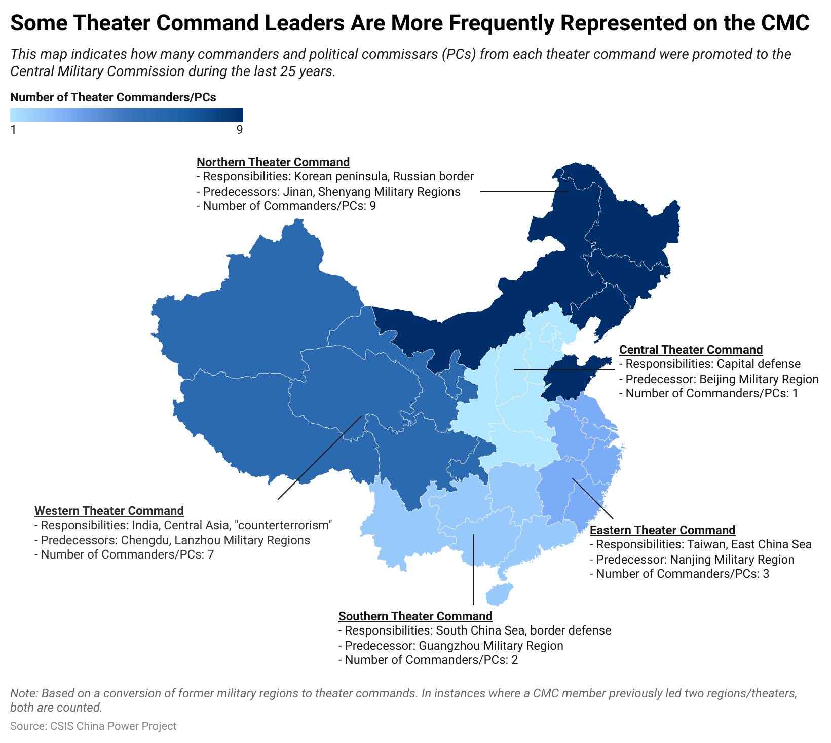 China PLA theater command map