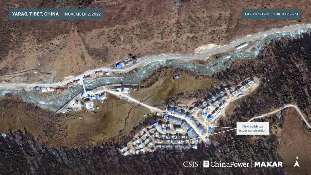Satellite image of Yarao, a village near the China-India border